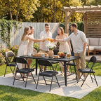 Folding Chairs 4 Pack,350 lbs Heavy Duty Metal Frame Folding Chairs with PU Leather Padded Seat,Ergonomic Portable Foldable Chair with Non-Slip Rubber Feet for Indoor Outdoor Wedding Patio Party,Black