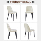 Set of 4 Mid-Century Modern Dining Chairs, Beige Faux Leather Upholstered Kitchen Chairs with Metal Legs, Comfortable Side Chairs for Dining Room, Living Room, Cafe & Hotel