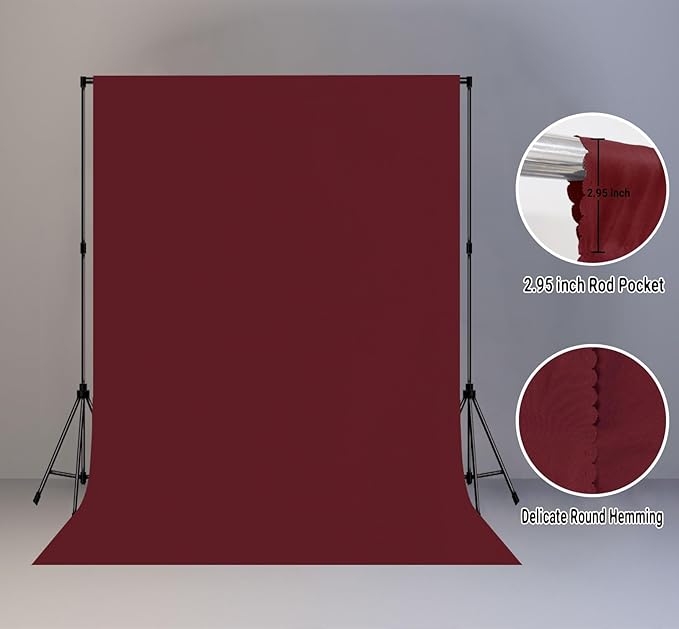 Wine Red Backdrop 5x7FT Screen Backdrop for Photography Photo Booth Photoshoot Background Screen Video Recording Parties Curtain