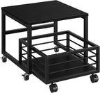 HOOBRO End Table, Mini Fridge Stand with Storage, Mini Fridge Table with Wheels and Adjustable Feet, Sturdy Metal Frame, for Living Room, Bedroom, Office, Black BB155TL01