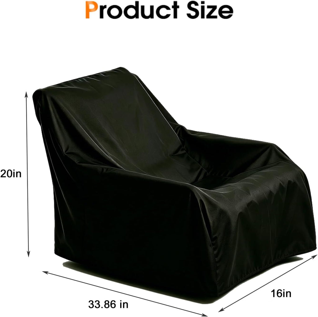 Rocking Chair Cover, Waterproof 420D Cover for Sensory Rocking Chair, Dustproof Protector with 2 Buckles, Drawstring, Handles, Air Vents - 33.86" L x 16" W x 20" H, Black