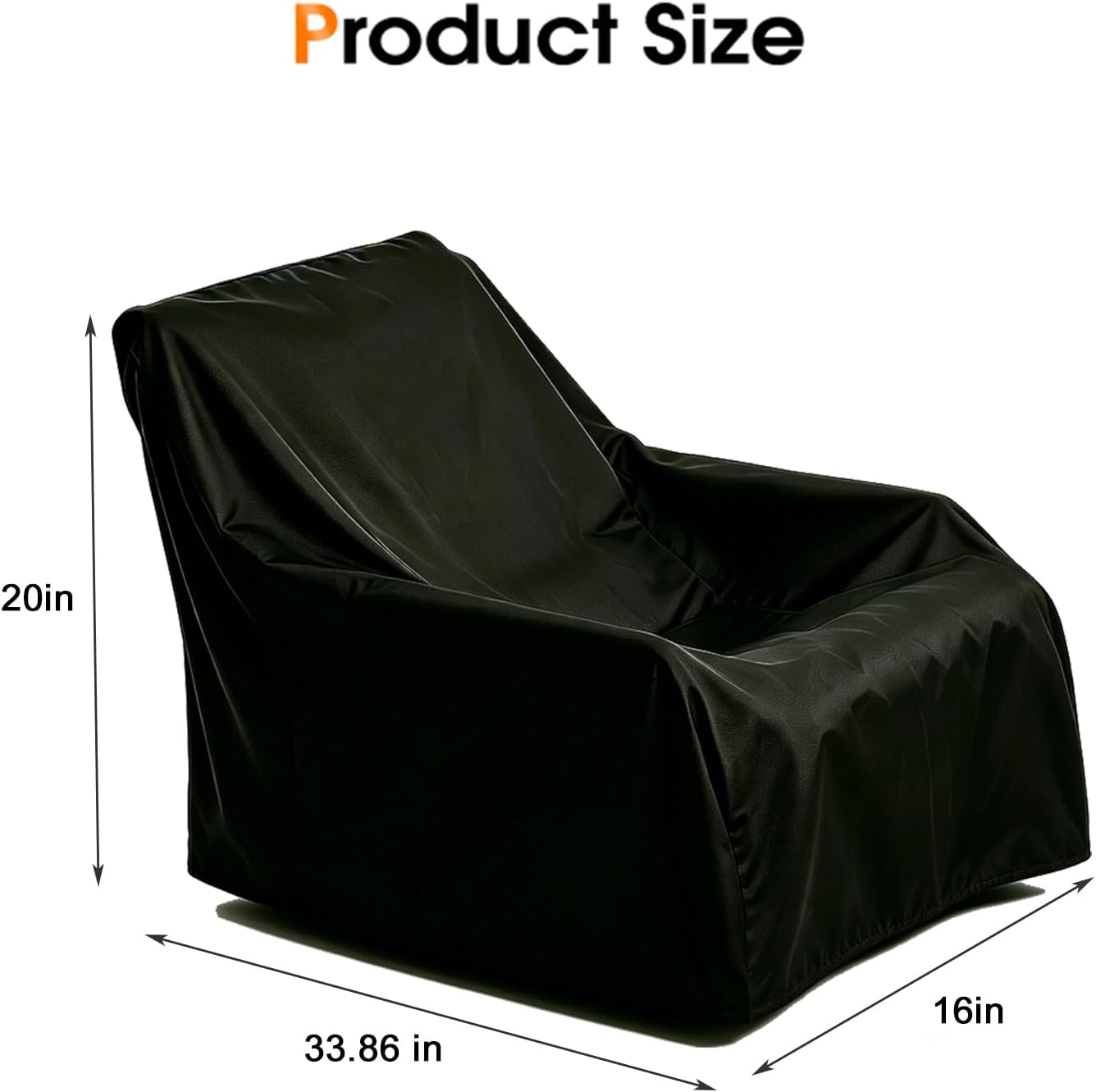 Rocking Chair Cover, Waterproof 420D Cover for Sensory Rocking Chair, Dustproof Protector with 2 Buckles, Drawstring, Handles, Air Vents - 33.86" L x 16" W x 20" H, Black