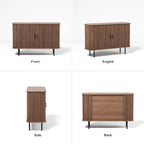 FiveWillowise 47''W x 32''H Buffet Sideboard Cabinet with Storage, Fluted Storage Accent Cabinet with Curvy Edge, Sliding Door, Credenza, Console Table for Living Room, Kitchen, Walnut