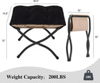15"(H) Folding Ottoman, Foldable Footrest Stool, Portable Small Foot Stool for Couch, Collapsible Foot Rest Ottoman for Sofa, Accent Padded Ottomans for Living Room, Bedroom, Black