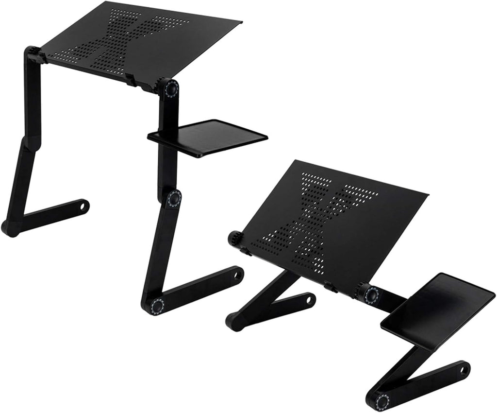 360-Degree Rotation Multifunctional Portable Folding Table with Fan & Mouse Black