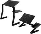 360-Degree Rotation Multifunctional Portable Folding Table with Fan & Mouse Black