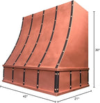 CT Copper Tailor Sloped Copper Vent Hood Wall Mount,30'' W,42''H, 610 CFM Exhaust Fan,Stainless Steel Vent,LED Light,Dishwasher-Safe Baffle Filters,VH8TR1