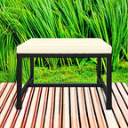 vidaXL Black Poly Rattan Sectional Footrest with Cream White Cushions - Versatile Outdoor Furniture - Steel Frame - Weather-Resistant Material