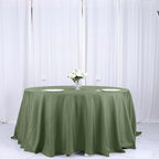 Efavormart Round Tablecloth, 132 Inch Stain & Wrinkle Resistant Washable Table Cloth, Decorative Polyester Fabric Table Cover for Banquet, Wedding, Dining- Olive Green