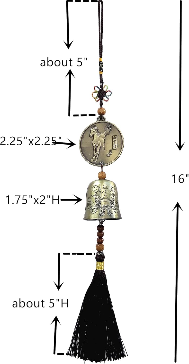 Traditional Lucky Feng Shui Wind Chime Bell Hanging Ornament Decoration for Protection Success Peace and Wealth (Horse)