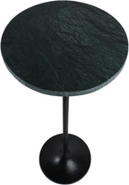 Elegant End Table, Side Table, or Small Night Stand for Room Decor - Slim Metal Drink Table with Marble Top and Trumpet Base for Bedroom or Living Room - Ideal for Small Spaces - 27" Green & Black