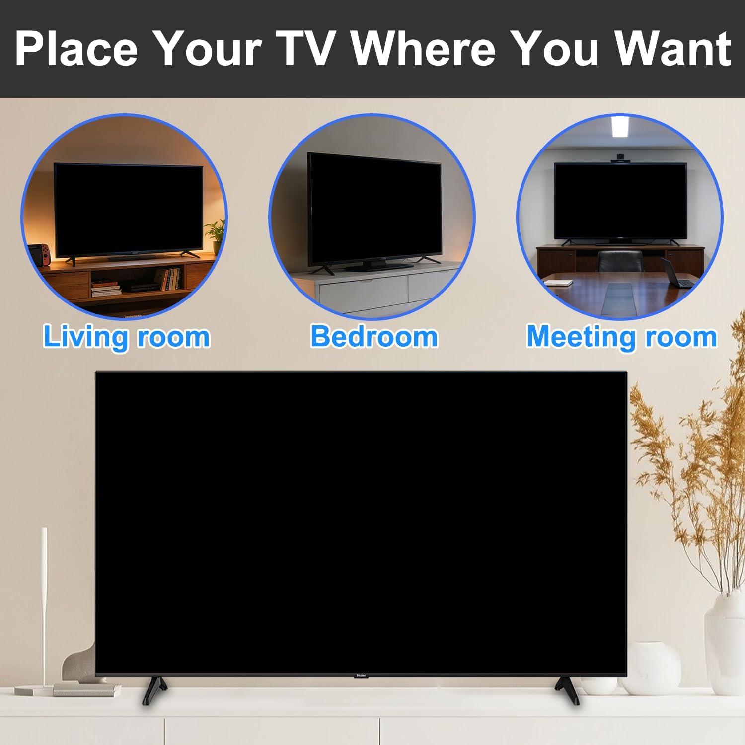 TV Stand Legs for Vizio D50X-G9/V505-G9/V505-H9/M506X-H9 (Black) | Easy VESA Tabletop Mount, Anti-Wobble Design, Includes All Screws