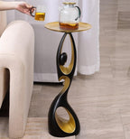 Side Table with Tray Top, Flower Stand, Round End Table, Decorative Accent Piece for Living Room, Home Decor, and Bedside Table(Black)