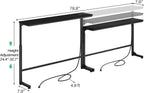 Kitstorack 2-Pack Black Console Table, 7.9" Deep Panel, Adjustable Height (25"-33") & with 2 Power Outlets, Behind Sofa Couch Table, Use Together or Separately - 78.8" Total Long