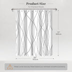 Punkray Grey and White Striped Polyester Shower Curtain for Bathroom with Hooks, Weighted Hem Water Repellent Washable, 60 x 72