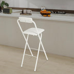 Folding Bar Stool with Back, 27 Inch Padded Counter Height Foldable Stool Portable Tall Folding Bar Chair 275lbs for Gardening Outdoor Kitchen Camping Fishing Shop Cafe (White)