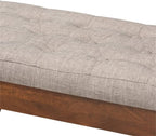 Baxton Studio Alona Mid-Century Modern Light Grey Fabric Upholstered Wood Dining Bench
