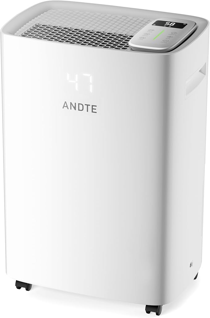6500 Sq.Ft Energy Star Dehumidifier for Basement Home, ANDTE 120 Pints Large Room Dehumidifiers Efficient with Drain Hose & 1.32 Gal Tank, Smart Humidity Control, Touch Control Panel, Auto Defrost
