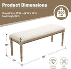 chairus Farmhouse Dining Bench 46" Wooden Entryway Bench with Padded Seat and Nailhead Trim for Kitchen Bedroom,Indoor and Hallway, Beige Linen