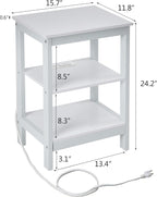 VECELO Modern Nightstands with Charging Station,Side End Table Night Stand with Storage Shelf for Small Spaces, Bedroom,Living Room