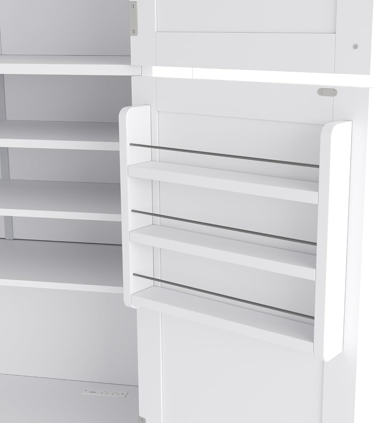 JIJIWANG 80.1'' Modern Kitchen Pantry Storage Cabinet with Adjustable Shelves and Storage Cabinet,Versatile Cupboard with Door Shelves and Drawers,for Kitchen,Dining Room,White