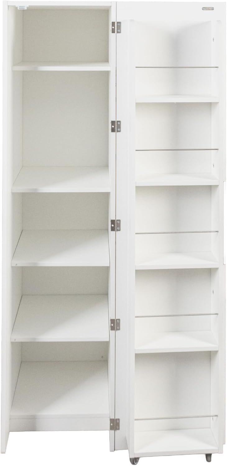 62.99''H Tall Kitchen Pantry Cabinet, Freestanding Corner Buffet Sideboard with Door Shelves and Adjustable Shelves, Narrow Storage Pantry for Kitchen Living Room Dinning Room, White