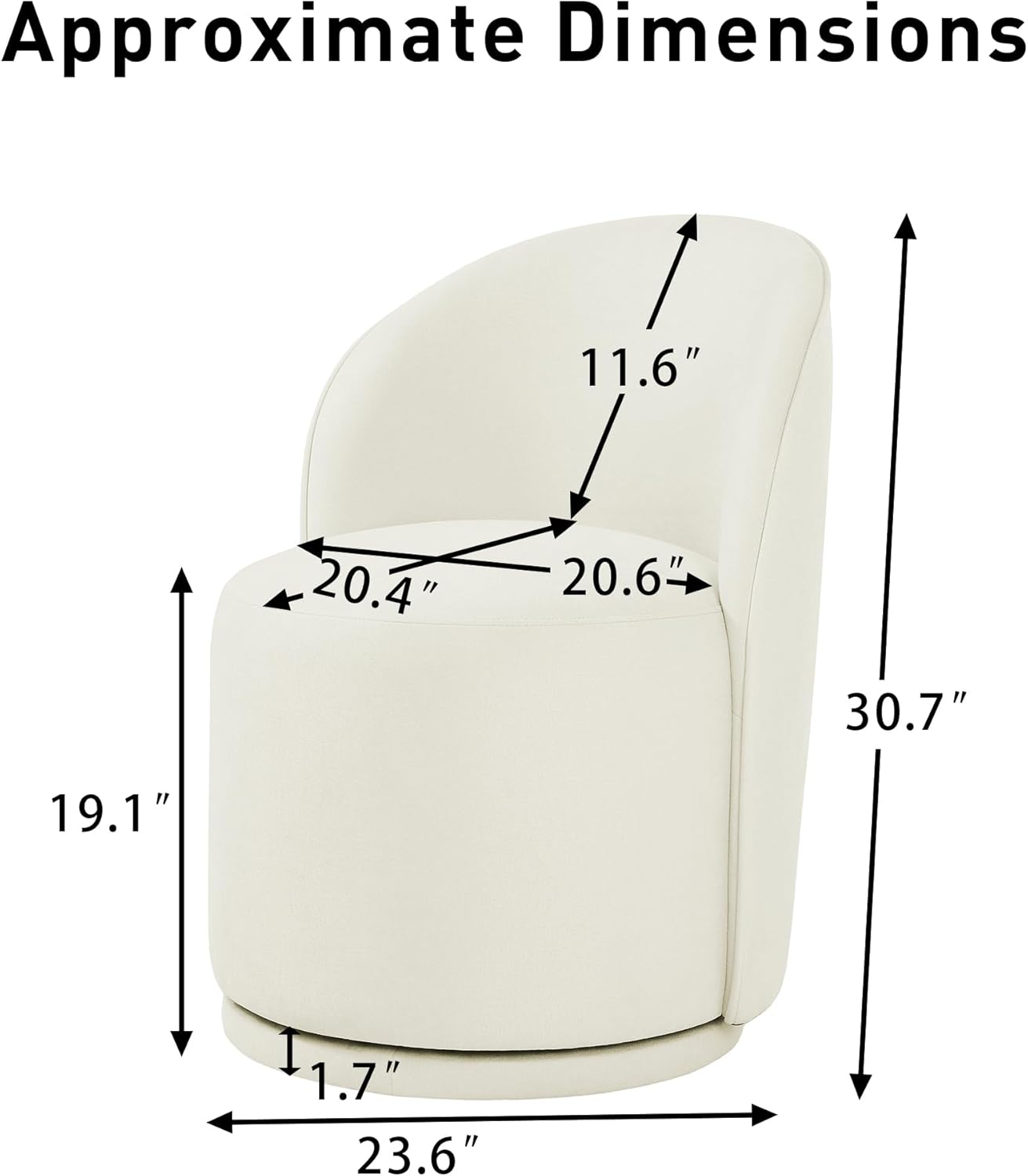 Swivel Barrel Dining Chairs, Upholstered Modern Accent Chair for Living Room, Bedroom, Makeup Vanity, Dining Room, Kitchen (Swivel Fabric Cream White, Set of 6)