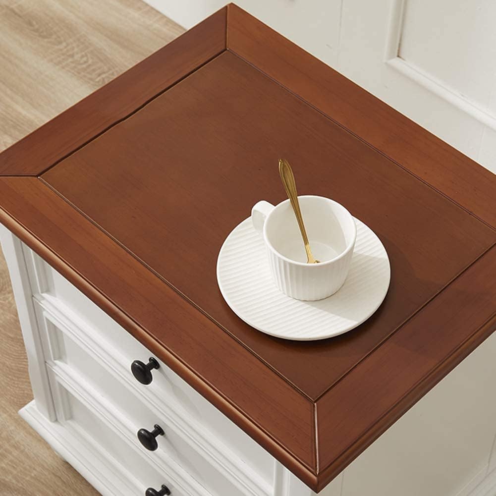 Nightstand Modern Solid Wood Bedside Storage Cabinet with 3 Layers of Drawers And 4 Wooden Feet Bedroom Bedside Table Needed