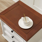 Nightstand Modern Solid Wood Bedside Storage Cabinet with 3 Layers of Drawers And 4 Wooden Feet Bedroom Bedside Table Needed