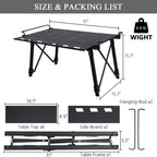 Aircity Folding Camping Table, Portable Aluminum Table, Adjustable Height | Lightweight Foldable Outdoor Table with Carry Bag for BBQ, Picnic, Beach, Travel, Camping Cooking and Outdoor Activities