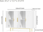 Sideboard Buffet Cabinets with Storage, Accent Storage Cabinets with Fluted Doors, Gold Metal Handle and Legs, Wood Console Table Credenza for Living Room, Entryway, White