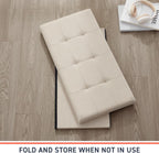 Ornavo Home 30 Inch Folding Storage Ottoman Bench, Tufted Linen, Beige | Upholstered Large Ottoman with Lid; Foot Rest Stool; Ideal for Bedroom, Living Room or Entryway