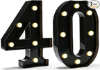 Pooqla Decorative Led Light Up Number Letters, Black Plastic Marquee Number Lights Sign for 40th Birthday Party Wedding Decor Battery Operated Black Number 40