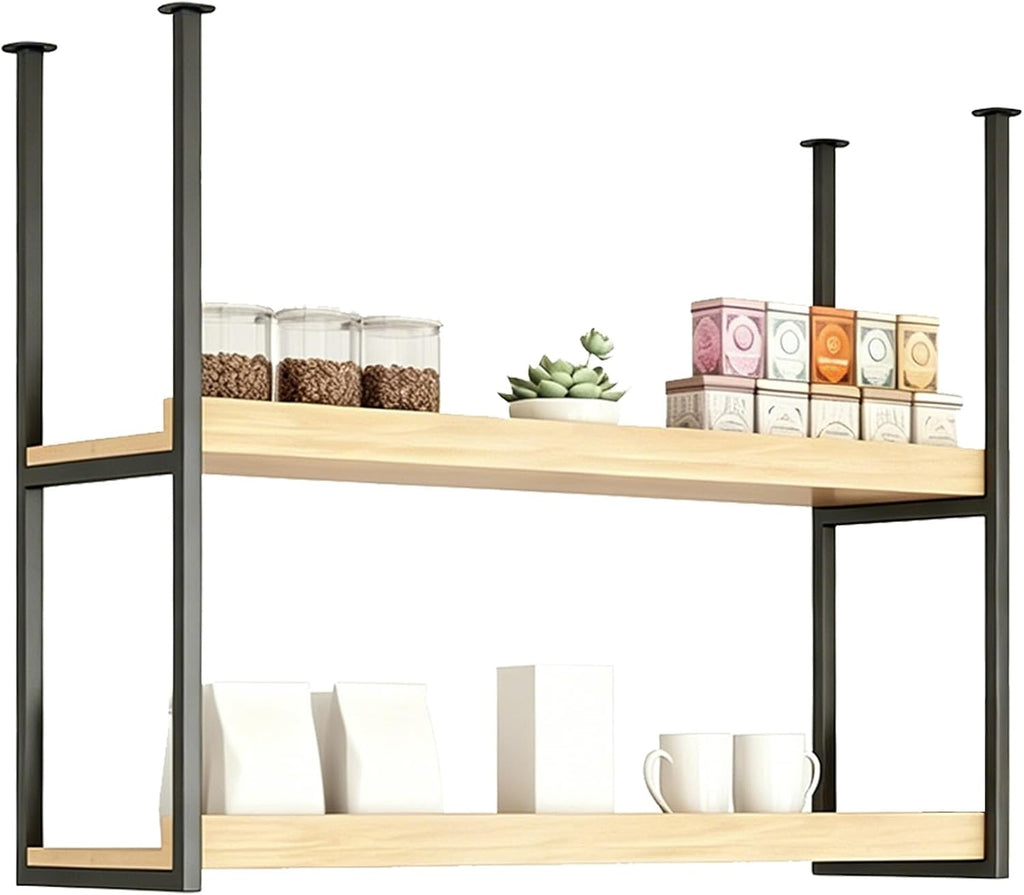 Wine Rack Ceiling Mounted Bottle Shelf Goblet Storage, Solid Wood Wine Storage Shelf Multi-Function Display Rack for Home Bar Restaurant Kitchen
