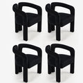 Fabric Barrel Side Chairs, Modern Designed Upholstered Fabric Accent/Dining Chair, Kitchen Armchair for Living Room Dining Room Bedroom (Black-1, Set of 4)