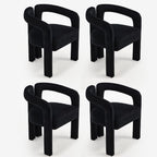 Fabric Barrel Side Chairs, Modern Designed Upholstered Fabric Accent/Dining Chair, Kitchen Armchair for Living Room Dining Room Bedroom (Black-1, Set of 4)