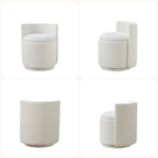 HUBSON Vanity Chair with Storage, Swivel Velvet Chairs with Back, Modern Round Accent Makeup Chair, No Assembly Vanity Stool for Living Room, Bedroom, Dressing, White