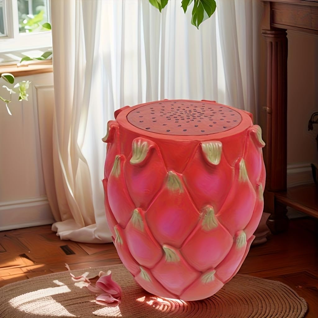 Fruit-Inspired Stool,End Table:Multi-Functional Furniture–as Seating,Stylish Side Table,Home Decor Plant Stand (Red Dragon, Inches, 13.78, Inches, 11.80, Inches, 11.80)