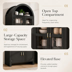 71" Tall Arched Kitchen Pantry Cabinet, Modern Farmhouse Wood Kitchens Storage Cabinets, Cupboard for Dining Room, Kitchen, Bathroom, Black