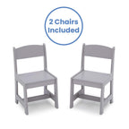 Delta Children MySize Toddler Bed, Grey + MySize Kids Wood Table and 2 Chair Set + MySize Deluxe Toy Box (Bundle)