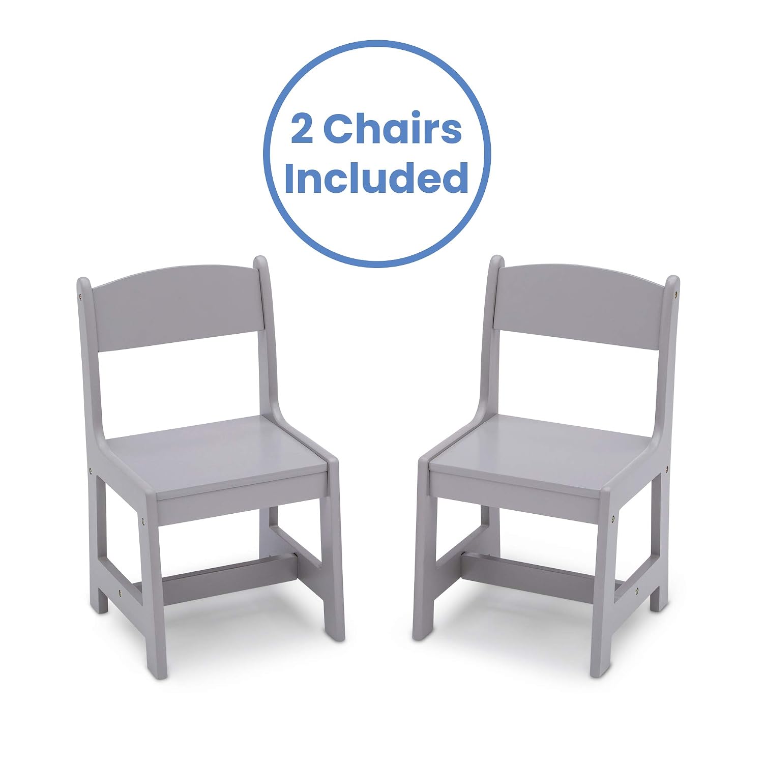 Delta Children MySize Toddler Bed, Grey + MySize Kids Wood Table and 2 Chair Set + MySize Deluxe Toy Box (Bundle)