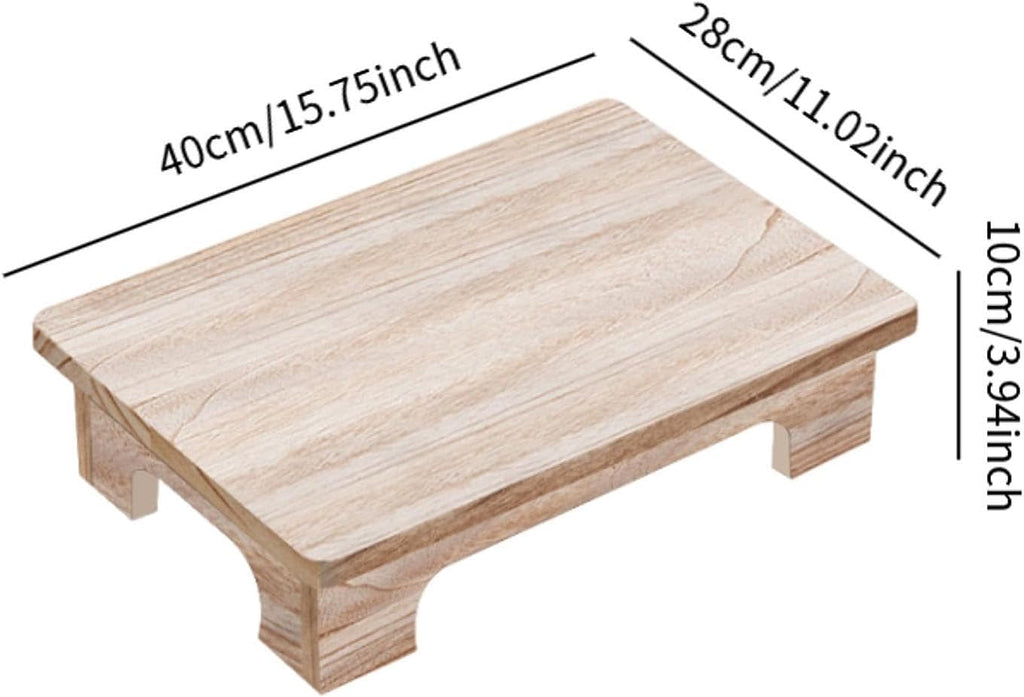 Wood Low Coffee Table Functional Stool for Meditation and Relaxation, Wood Color, 40x28x10cm