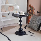 Side Table - 13.8" Round Small Accent Table with Metal Base, Multifunctional Vintage Coffee Table for Living Room, Bedroom, Office & Patio - Elegant Matte-Finished End Tables