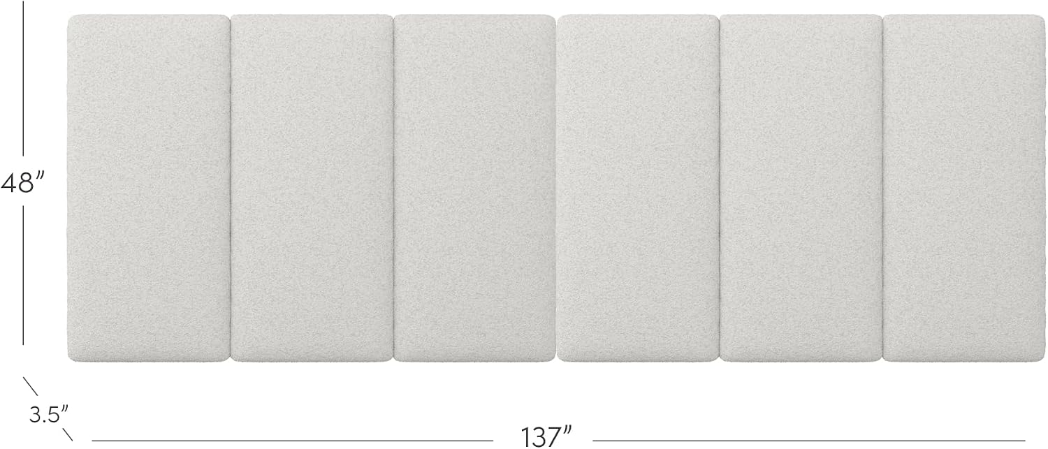 Nathan James Marissa King Size Upholstered Headboard with 6 Panels, Wall Mounted Boucle Headboard, White