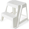 Gracious Living 2-Step Plastic Stool, 300 Lb Capacity, White | Portable Step Stool for Dorm, Home, Classroom & Office, 18"L x 18.75"W x 16"H