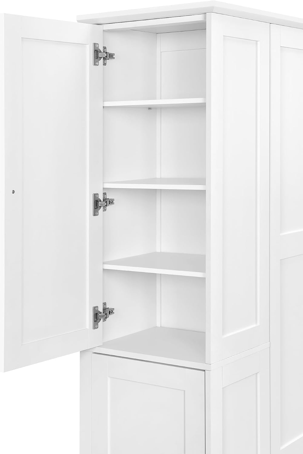 RUNNA 73.6" Tall Farmhouse Kitchen Pantry,Freestanding Large Capacity Storage Organizer with Customizable Shelves & Anti-Tip Safety - Perfect for Living Room & Home (White1)