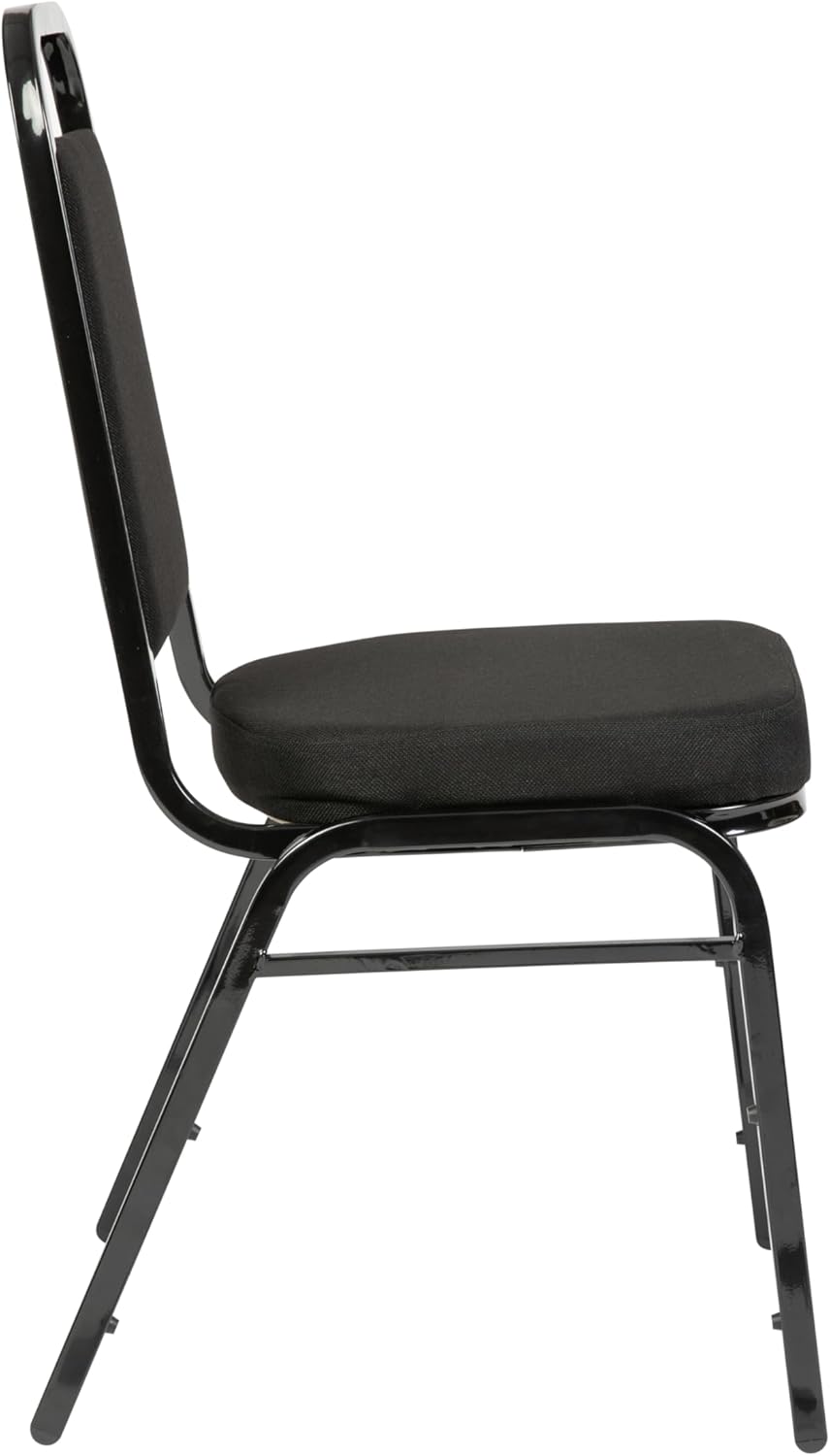 Flash Furniture Hercules Series Trapezoidal Back Stacking Banquet Chair with 2.5" Thick Seat in Black Fabric - Black Frame