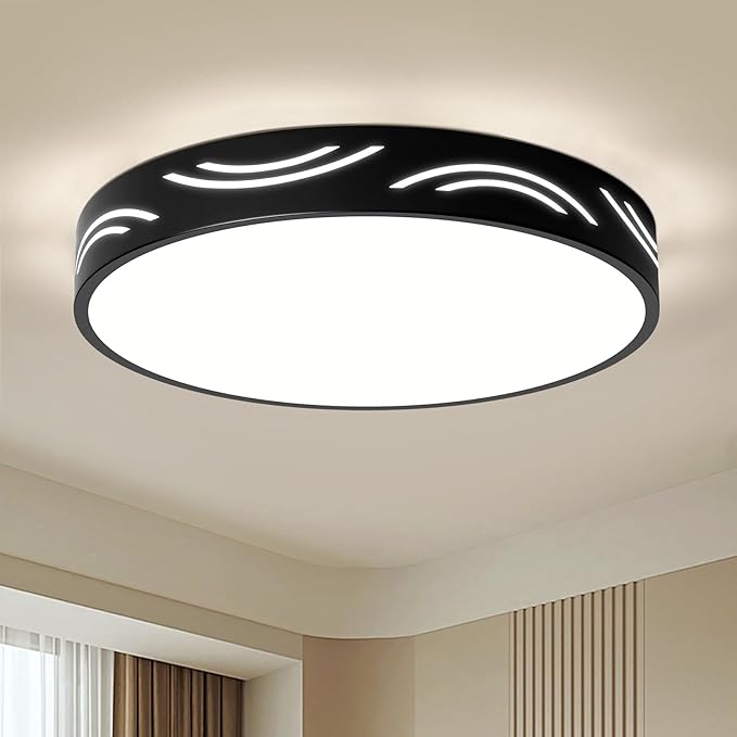 Modern Dimmable Ceiling Light Fixture,5CCT in One LED Flush Mount Kitchen Lights,Round Close to Ceiling Lamp for Bedroom Living Room Hallway Entryway Laundry Room Bathroom(Black,15.75 in,ETL Listed)
