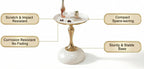 Small White Round Side Table with Gold Pedestal Base - Modern Chic Accent End Table for Living Room, Bedroom & Office Spaces