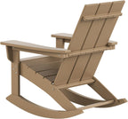 WestinTrends Ashore Patio Rocking Chairs Set of 2, All Weather Poly Lumber Plank Adirondack Rocker Chair, Modern Farmhouse Outdoor Rocking Chairs for Porch Garden Backyard and Indoor, Weathered Wood